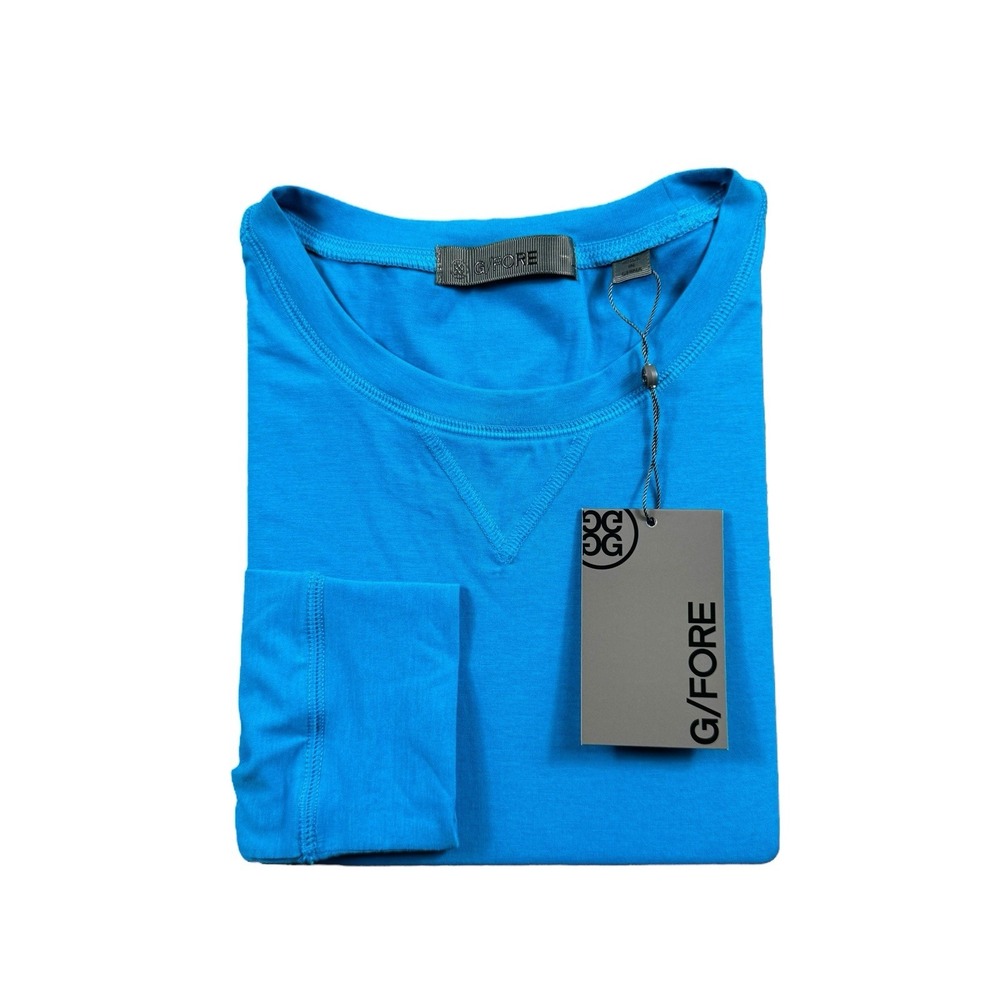 G/FORE Luxe Crewneck Mid Layer Golf Pullover Light Blue Size L NWT 125$